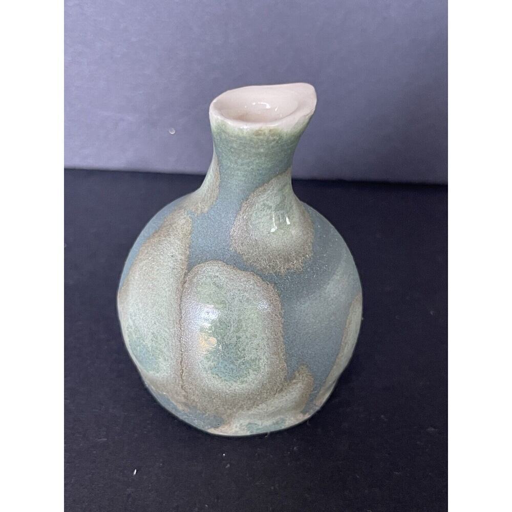 Vintage Japanese Handcrafted Miniture Vase Ceramic Handpainted Signed Artisan
